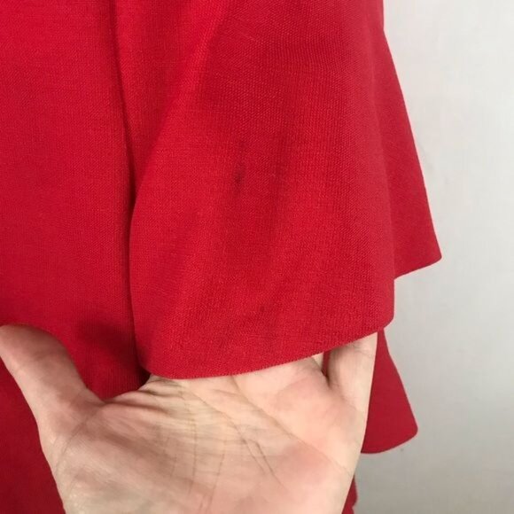 Vintage Handmade Red Pinup Tiered Ruffled Party Dress Beaded Accents Sz Medium - Picture 6 of 6